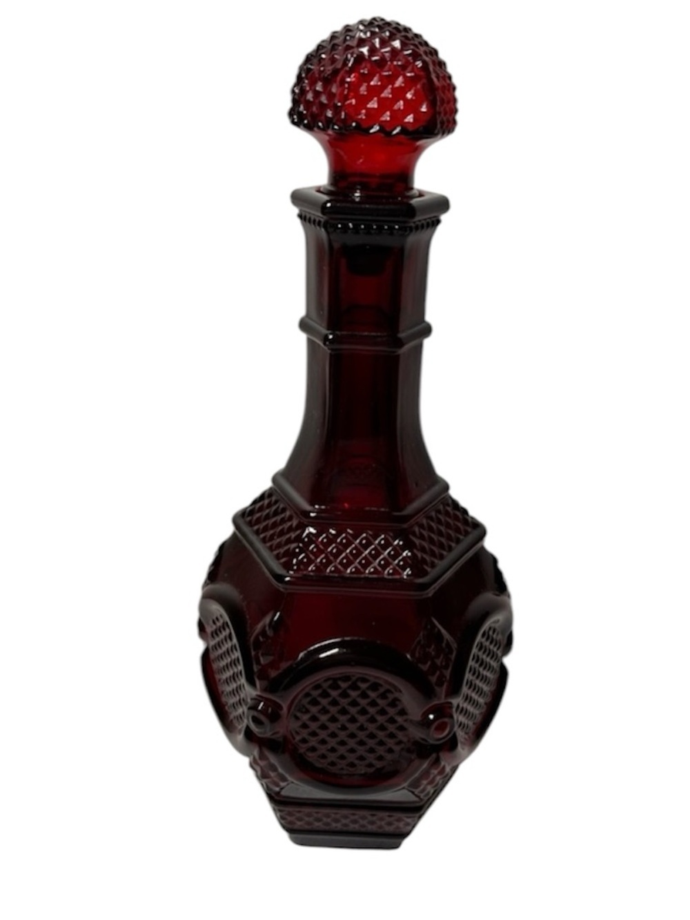 Vintage AVON CAPE COD Ruby Red Glass Decanter with Stopper